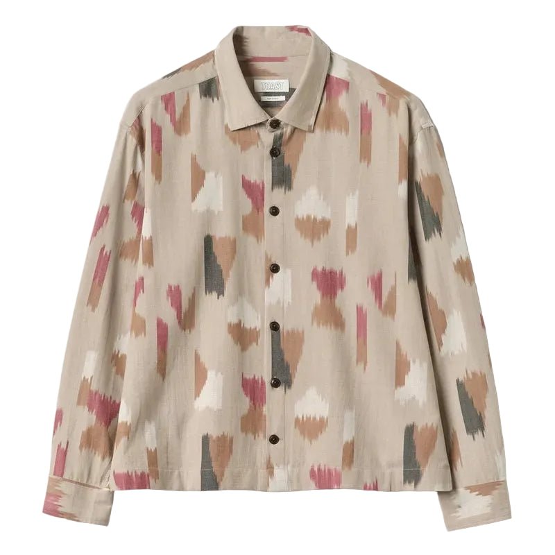 Toast Menswear Shadow Cotton Ikat Shirt Neutral - Merchant Menswear