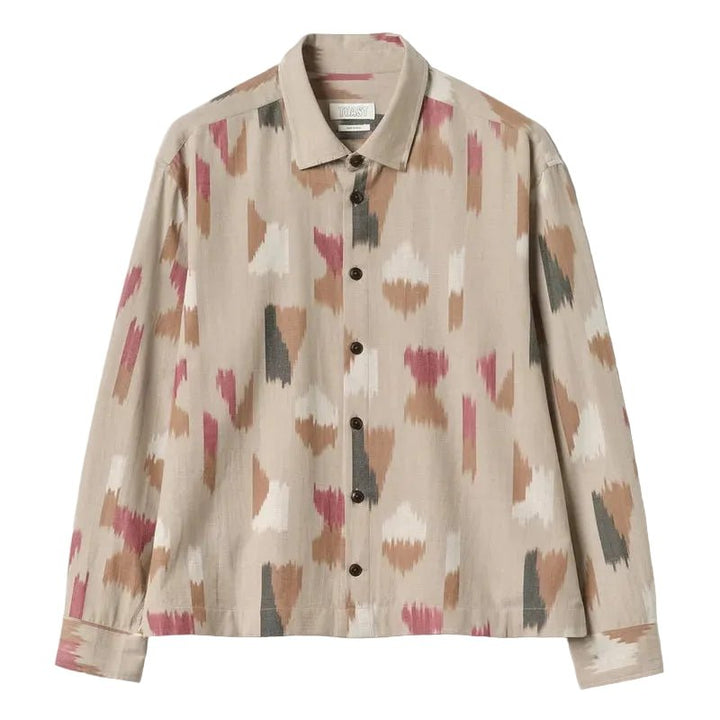 Toast Menswear Shadow Cotton Ikat Shirt Neutral - Merchant Menswear