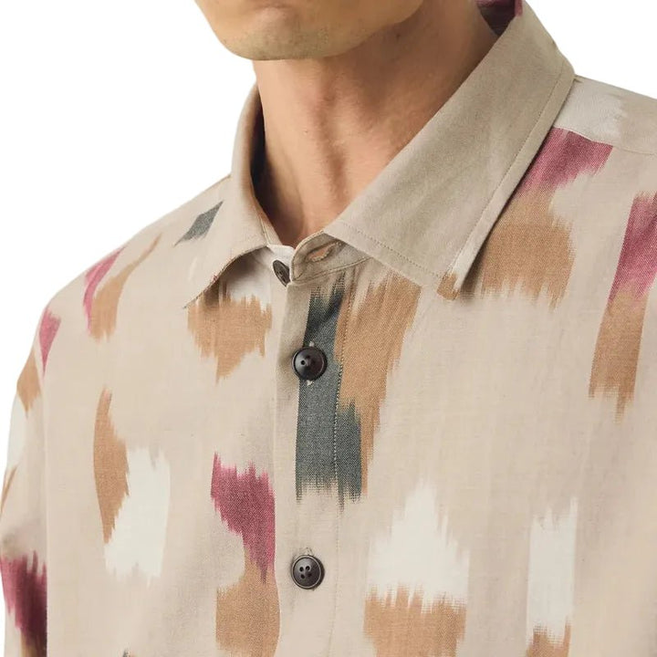 Toast Menswear Shadow Cotton Ikat Shirt Neutral - Merchant Menswear