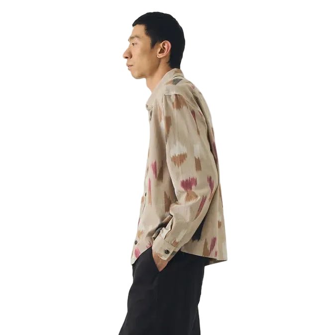 Toast Menswear Shadow Cotton Ikat Shirt Neutral - Merchant Menswear