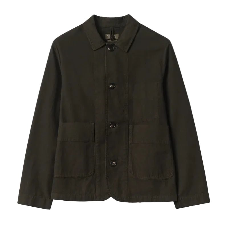 Toast Menswear Unstructured Micro Houndstooth Jacket Grey Olive Overdyed - Merchant Menswear