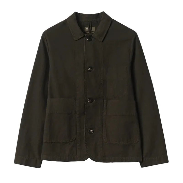 Toast Menswear Unstructured Micro Houndstooth Jacket Grey Olive Overdyed - Merchant Menswear