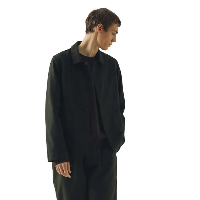 Toast Menswear Unstructured Micro Houndstooth Jacket Grey Olive Overdyed - Merchant Menswear