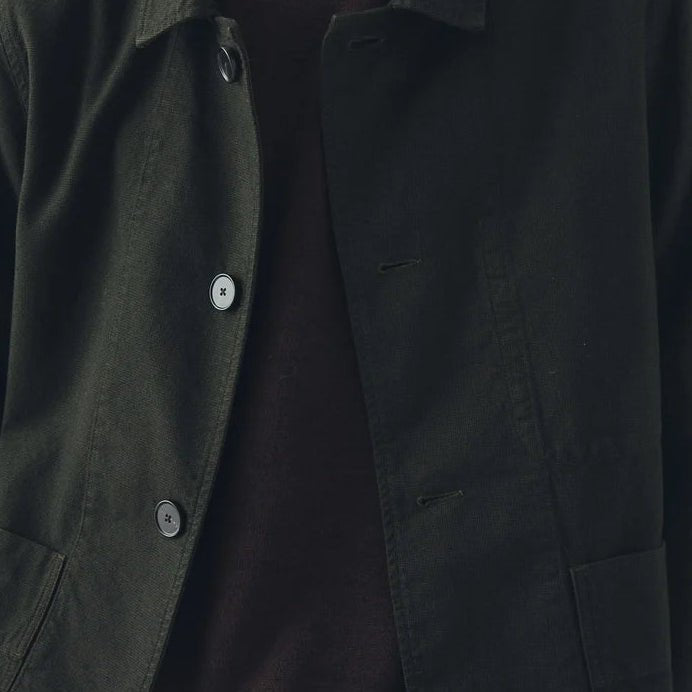 Toast Menswear Unstructured Micro Houndstooth Jacket Grey Olive Overdyed - Merchant Menswear