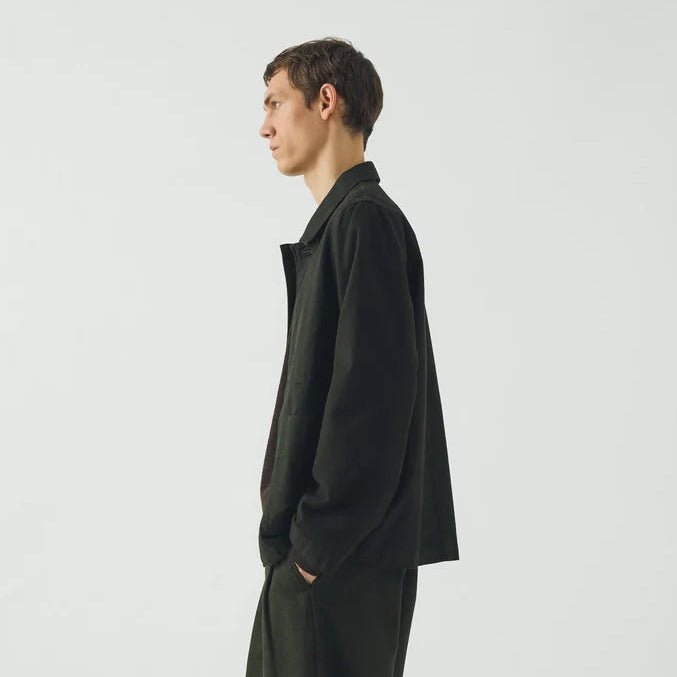 Toast Menswear Unstructured Micro Houndstooth Jacket Grey Olive Overdyed - Merchant Menswear