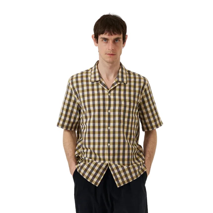 Universal Works Aberdeen Lincot Check Road Shirt Olive - Merchant Menswear