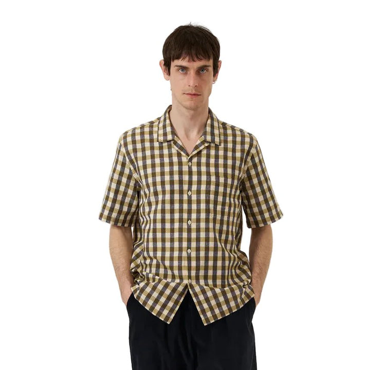 Universal Works Aberdeen Lincot Check Road Shirt Olive - Merchant Menswear