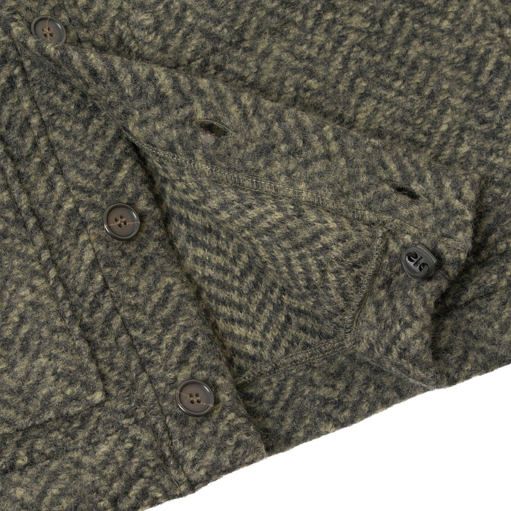 Universal Works Advance Cardigan Raven Fleece Olive - Merchant Menswear