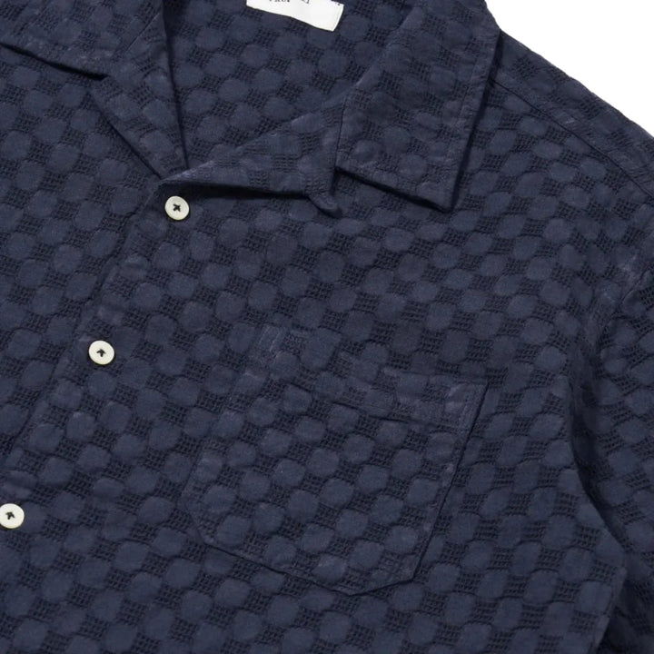 Universal Works Dot Waffle Road Shirt Navy - Merchant Menswear