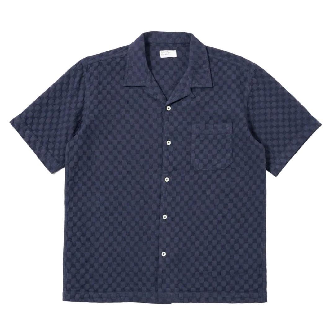 Universal Works Dot Waffle Road Shirt Navy - Merchant Menswear