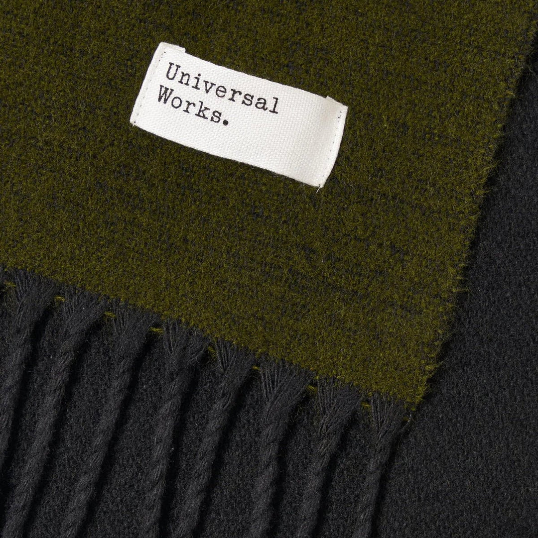 Universal Works Double Sided Scarf Green / Black - Merchant Menswear