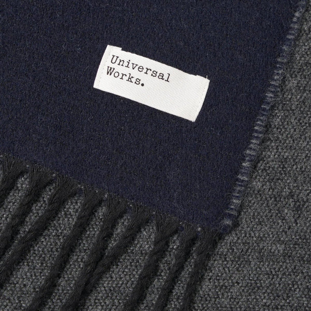 Universal Works Double Sided Scarf Navy / Mid Grey - Merchant Menswear
