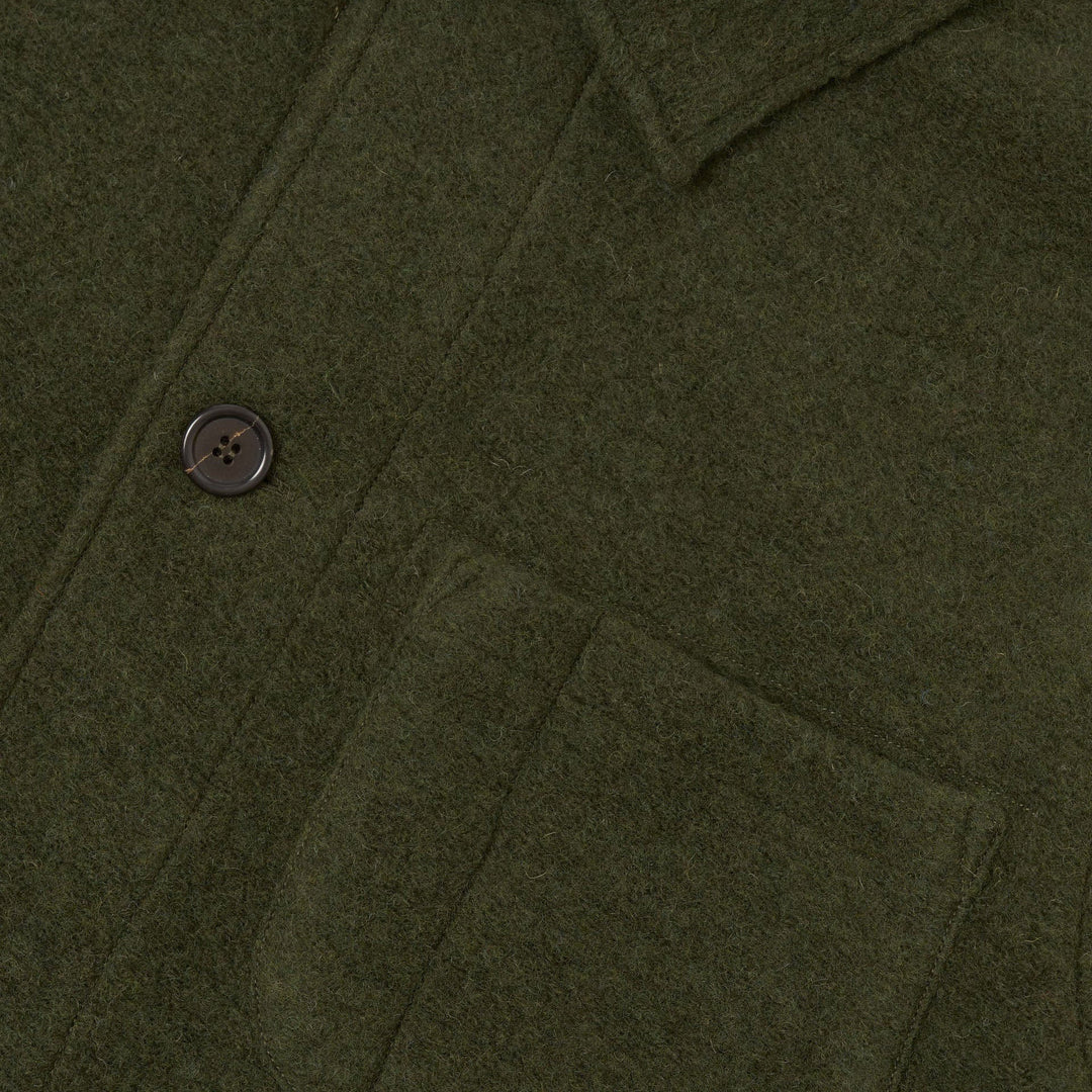 Universal Works Field Jacket Olive Wool Fleece - Merchant Menswear