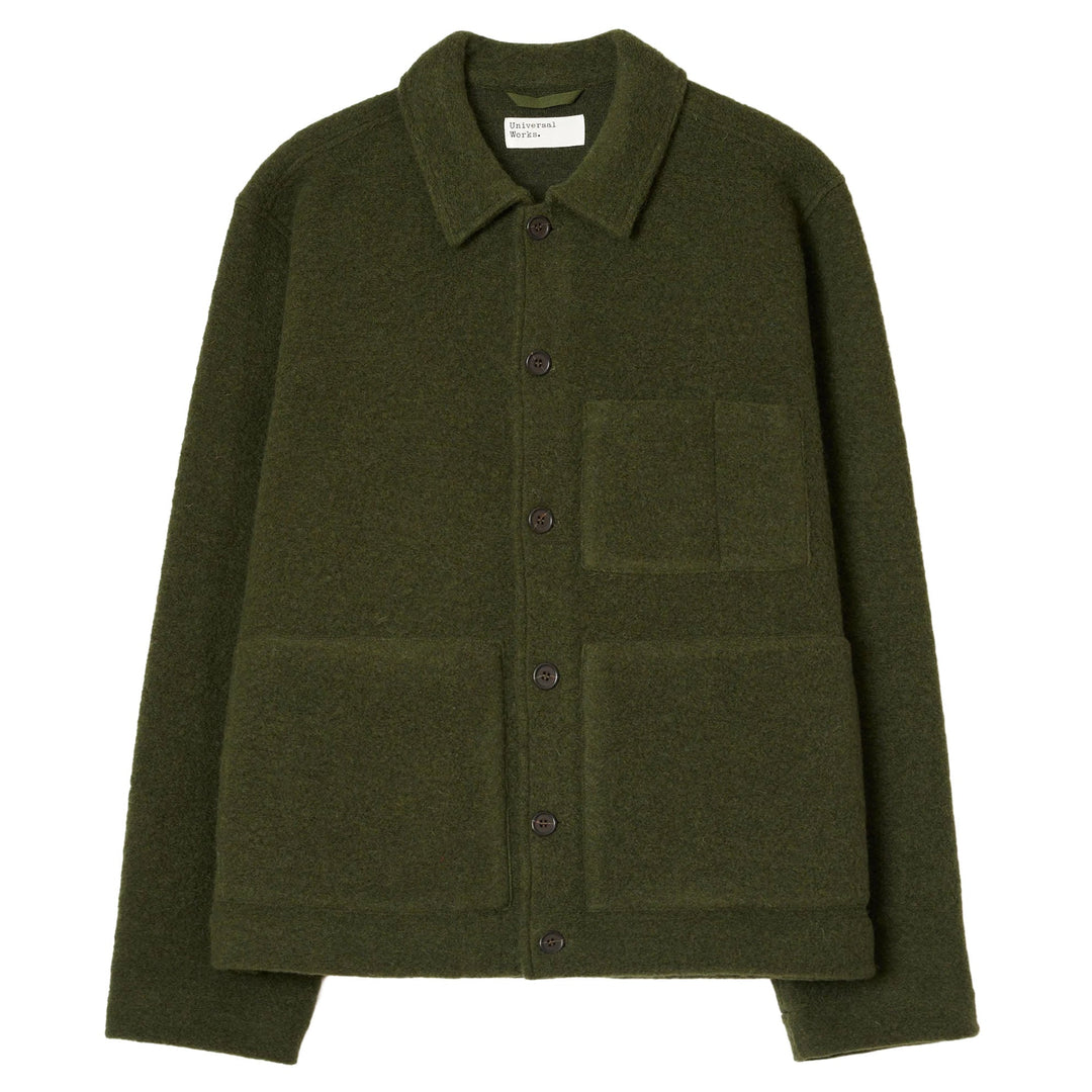 Universal Works Field Jacket Olive Wool Fleece - Merchant Menswear