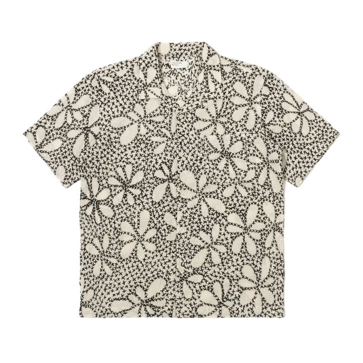 Universal Works Kantha Flower Road Shirt Ecru/Black - Merchant Menswear