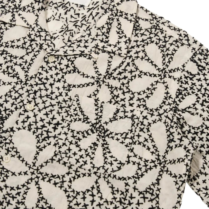 Universal Works Kantha Flower Road Shirt Ecru/Black - Merchant Menswear