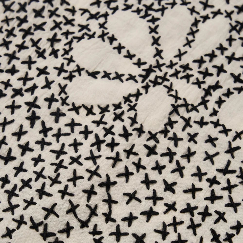 Universal Works Kantha Flower Road Shirt Ecru/Black - Merchant Menswear