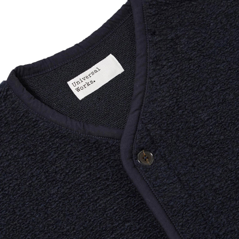 Universal Works Lancaster Gilet Wool Fleece Navy - Merchant Menswear