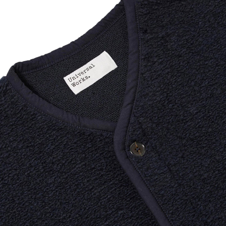 Universal Works Lancaster Gilet Wool Fleece Navy - Merchant Menswear