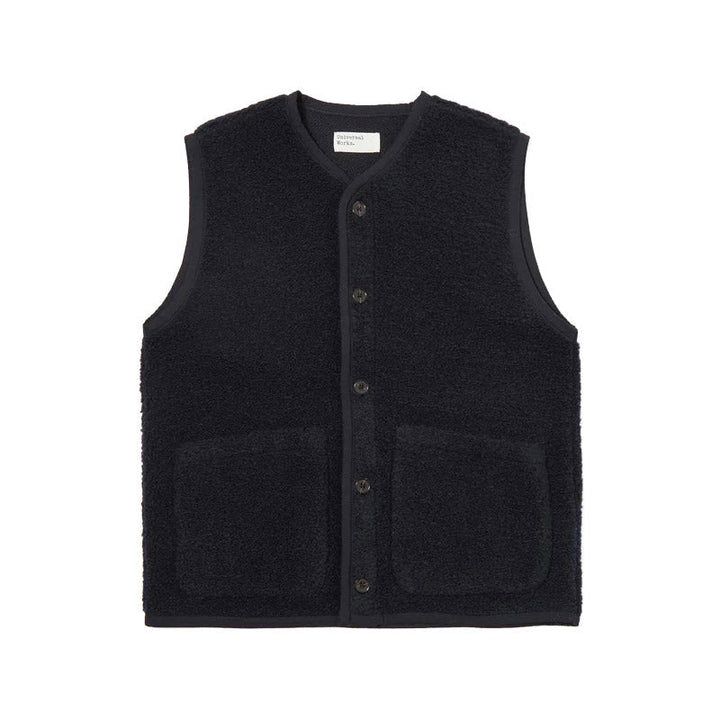 Universal Works Lancaster Gilet Wool Fleece Navy - Merchant Menswear
