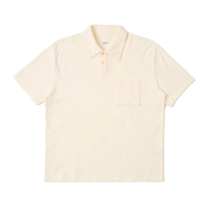 Universal Works Newlyn Jersey Sweat Fleece Polo Ecru - Merchant Menswear