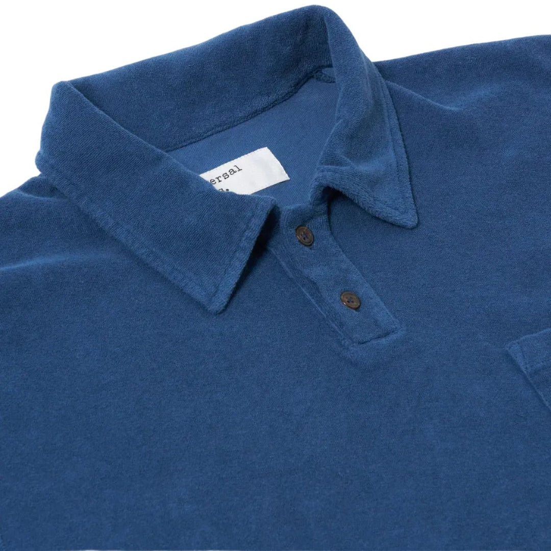 Universal Works Newlyn Jersey Sweat Fleece Polo Navy - Merchant Menswear