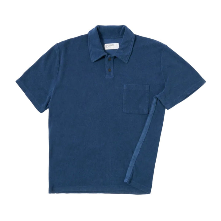 Universal Works Newlyn Jersey Sweat Fleece Polo Navy - Merchant Menswear