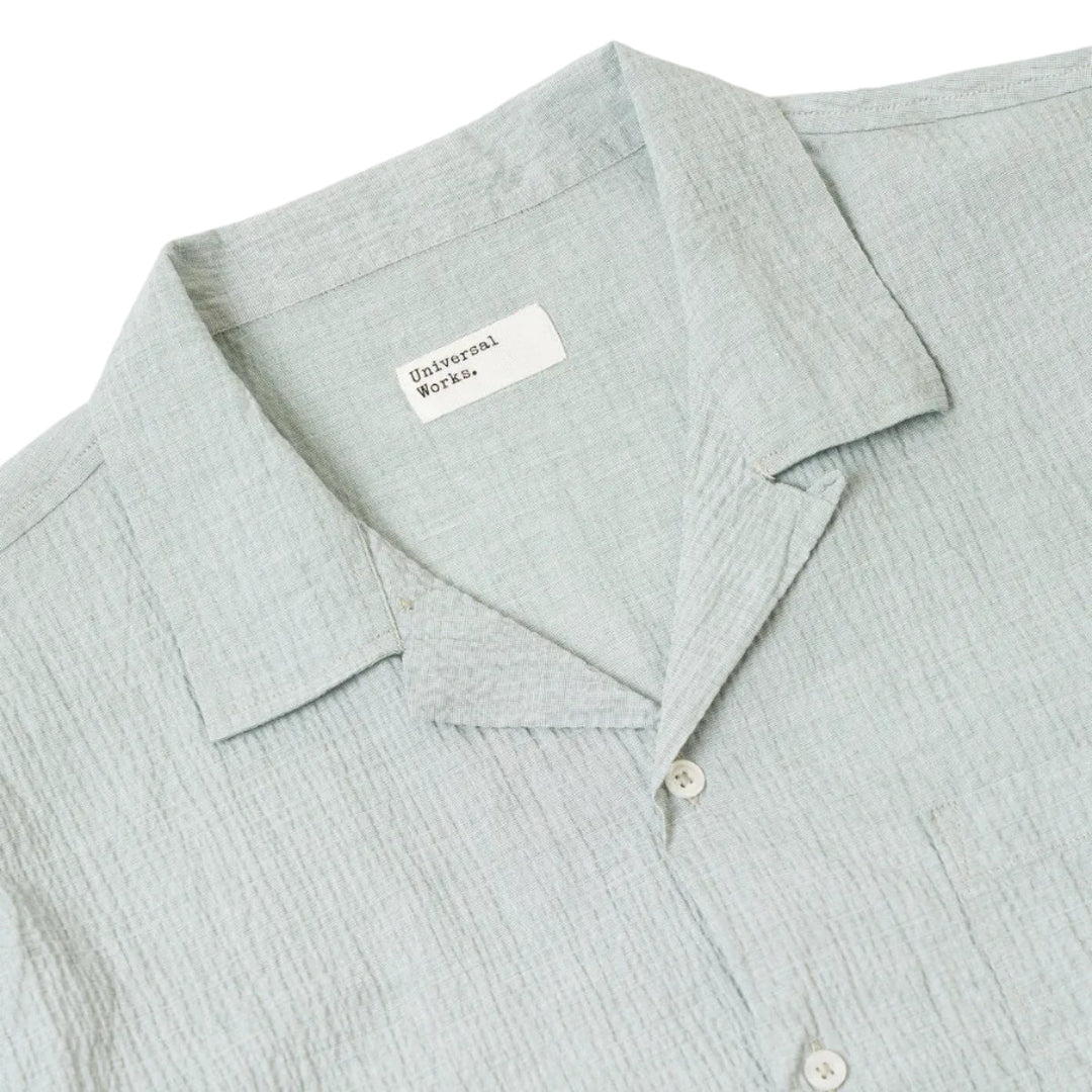 Universal Works Seersucker Road Shirt Green - Merchant Menswear