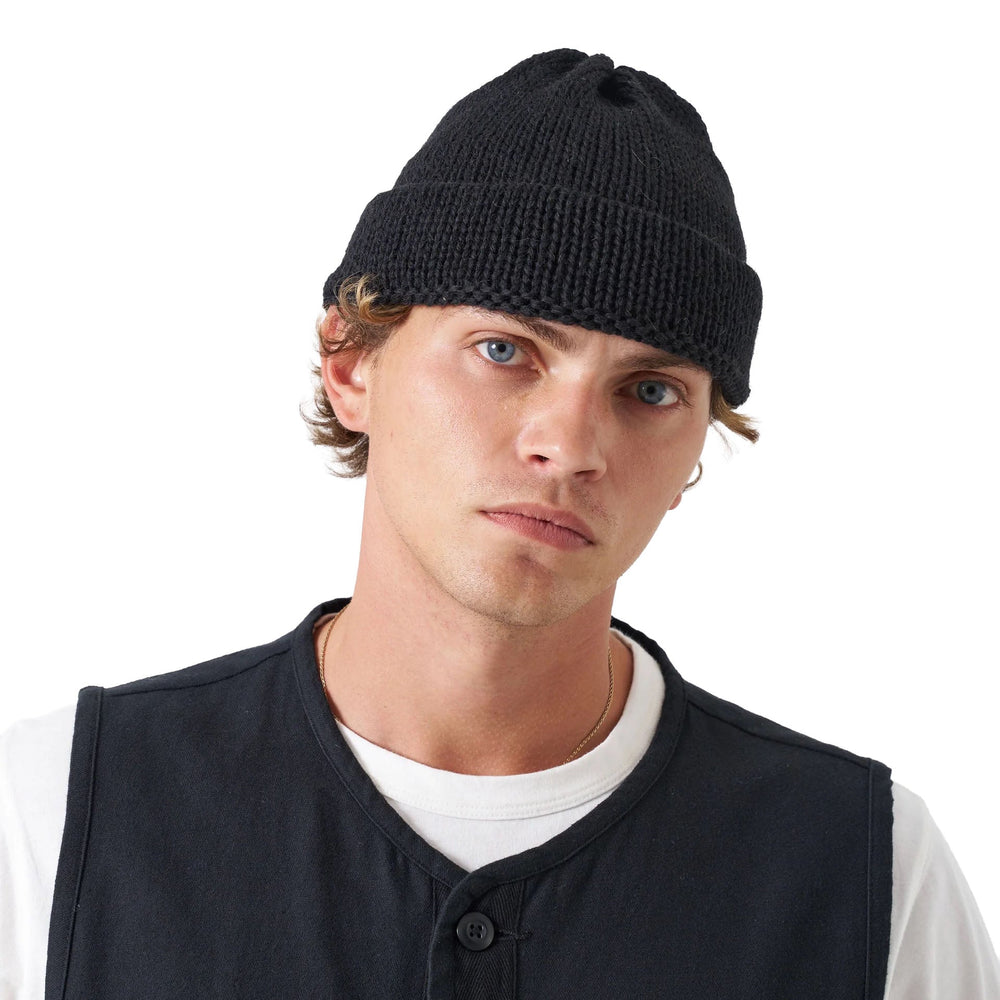 Universal Works Short Watch Cap Black - Merchant Menswear