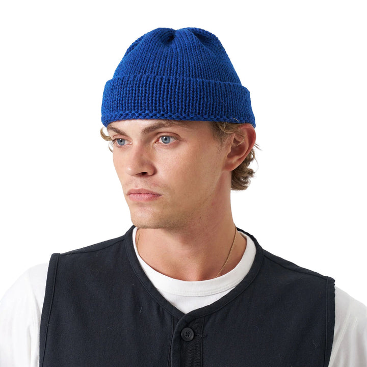 Universal Works Short Watch Cap Bright Navy - Merchant Menswear