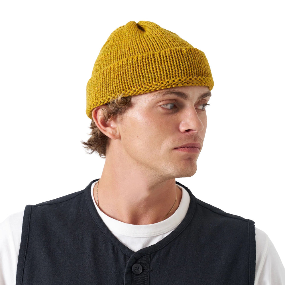 Universal Works Short Watch Cap Mustard - Merchant Menswear