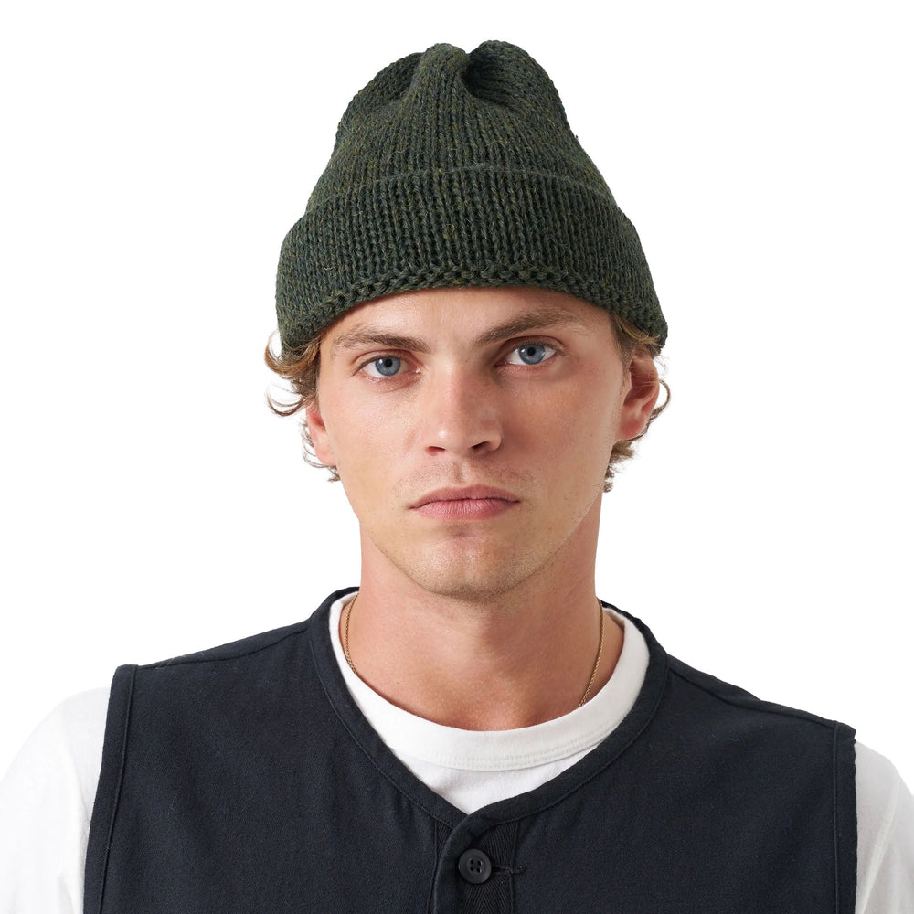 Universal Works Short Watch Cap Olive - Merchant Menswear
