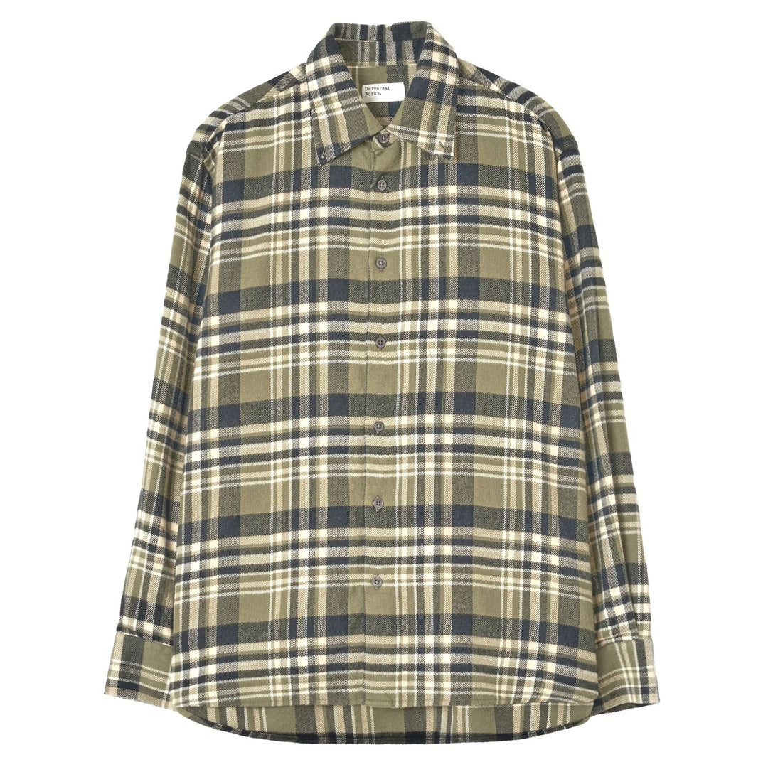 Universal Works Standard Shirt Jazz Check Olive - Merchant Menswear