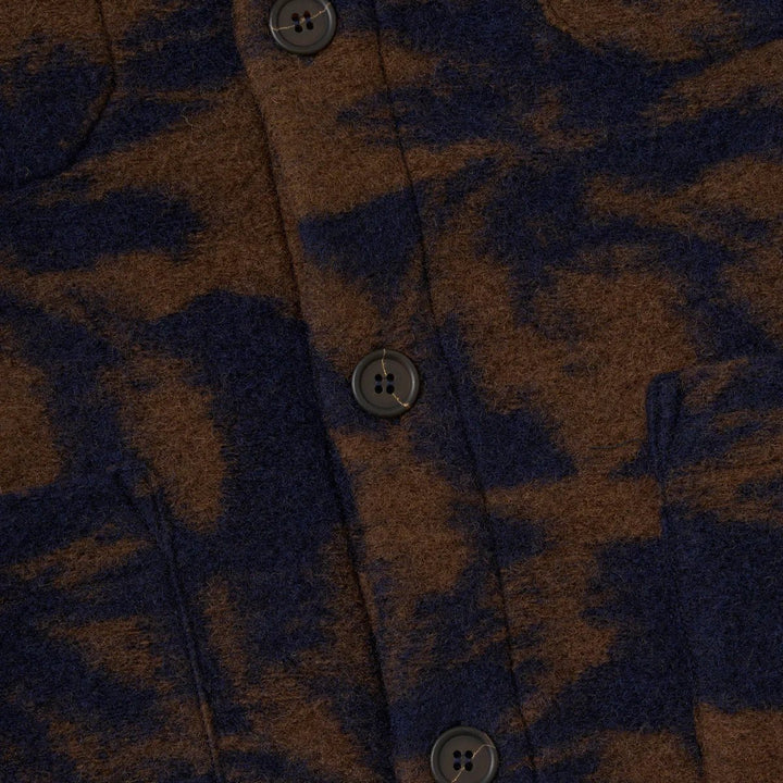 Universal Works Studio Fleece Cardigan Navy/Brown - Merchant Menswear