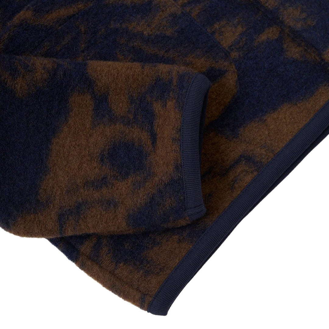 Universal Works Studio Fleece Cardigan Navy/Brown - Merchant Menswear