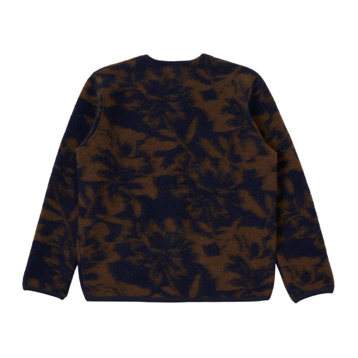 Universal Works Studio Fleece Cardigan Navy/Brown - Merchant Menswear