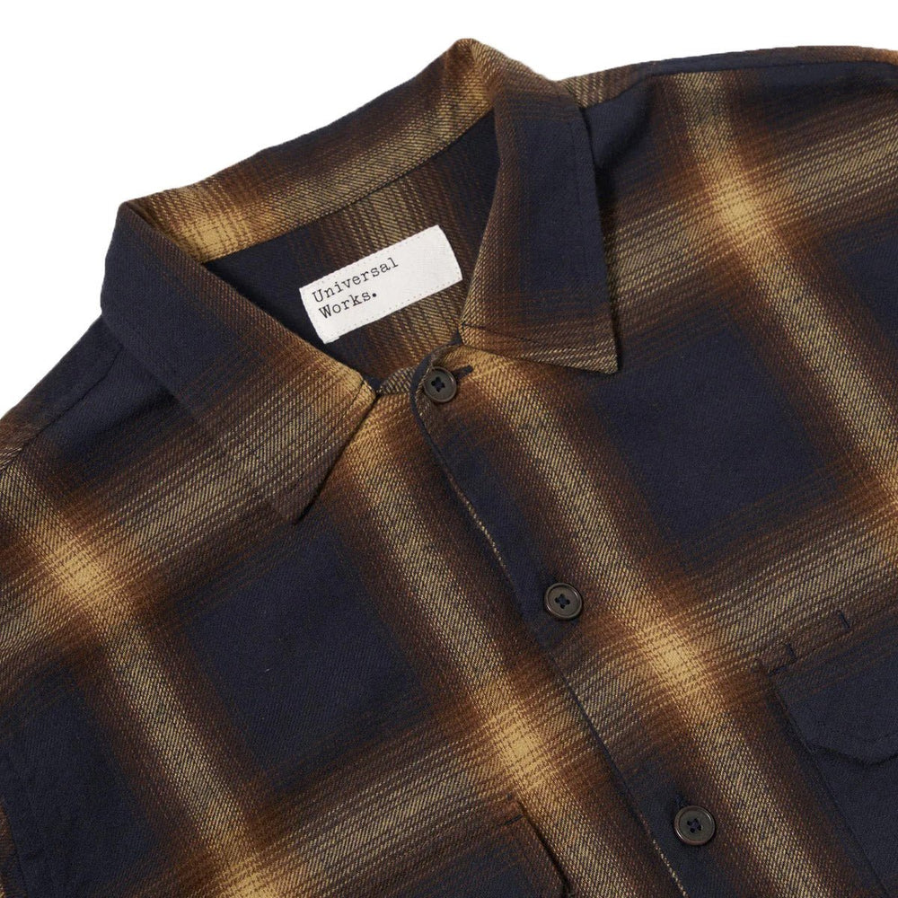 Universal Works Utility Shirt Canyon Check Navy - Merchant Menswear