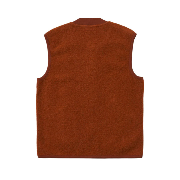 Universal Works Wool Fleece Zip Waistcoat Rust - Merchant Menswear