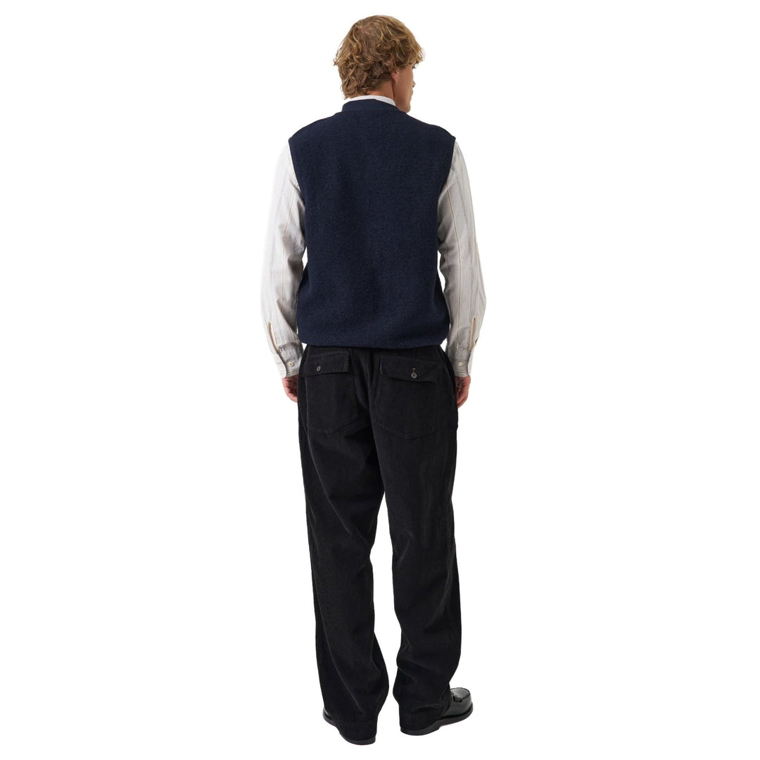 Universal Works Zip Waistcoat Wool Fleece Navy - Merchant Menswear