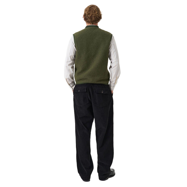 Universal Works Zip Waistcoat Wool Fleece Olive - Merchant Menswear