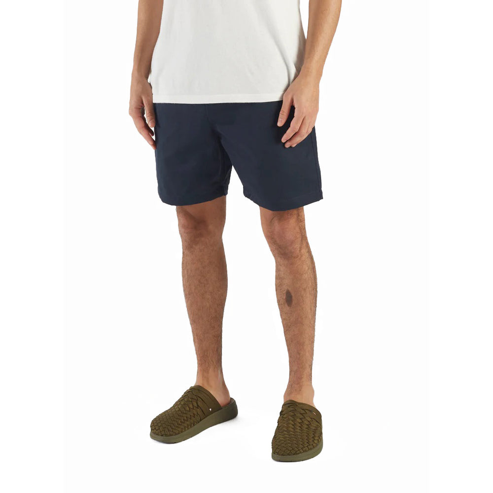 universal works Beach Short In Navy Twill Navy Model Front View