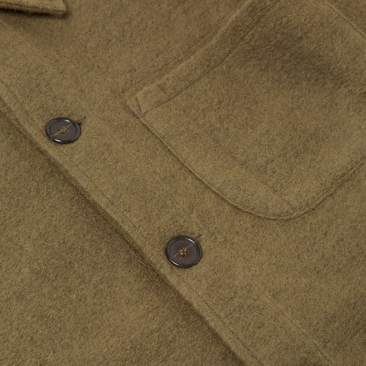 universal works Field Jacket In Lovat Wool Fleece Lovat Button Closure Image