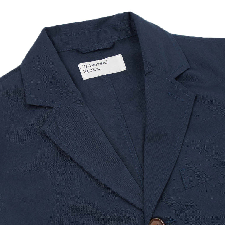 universal works London Jacket  In Navy Twill Navy Collar Image