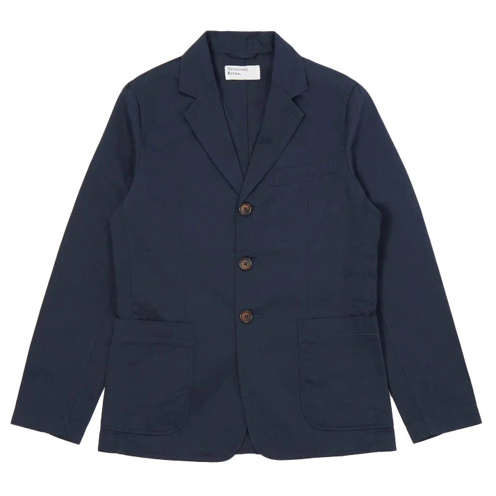 universal works London Jacket  In Navy Twill Navy Front Image