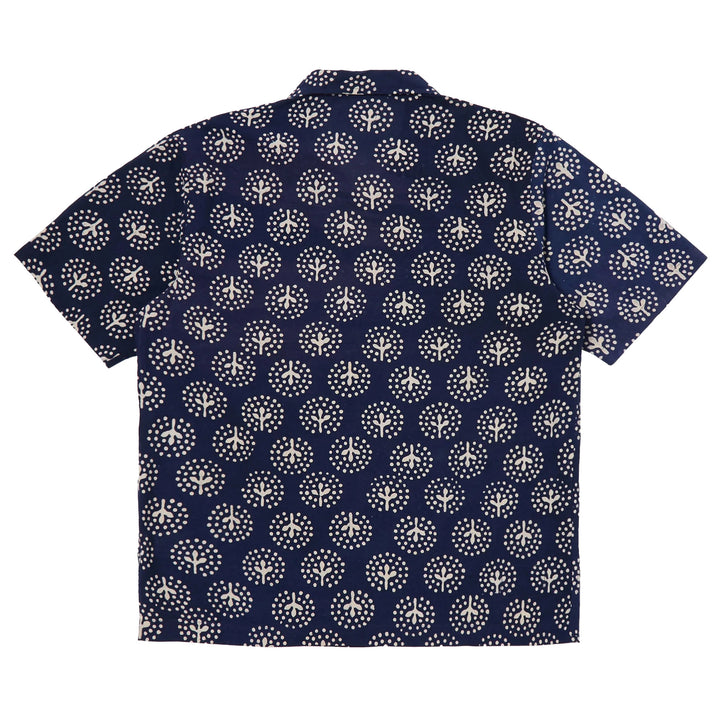 universal works Road Shirt Magic Circle Print Navy Back Image