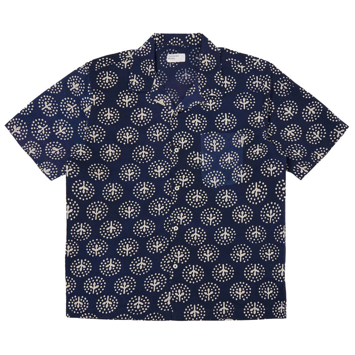 universal works Road Shirt Magic Circle Print Navy Front Image