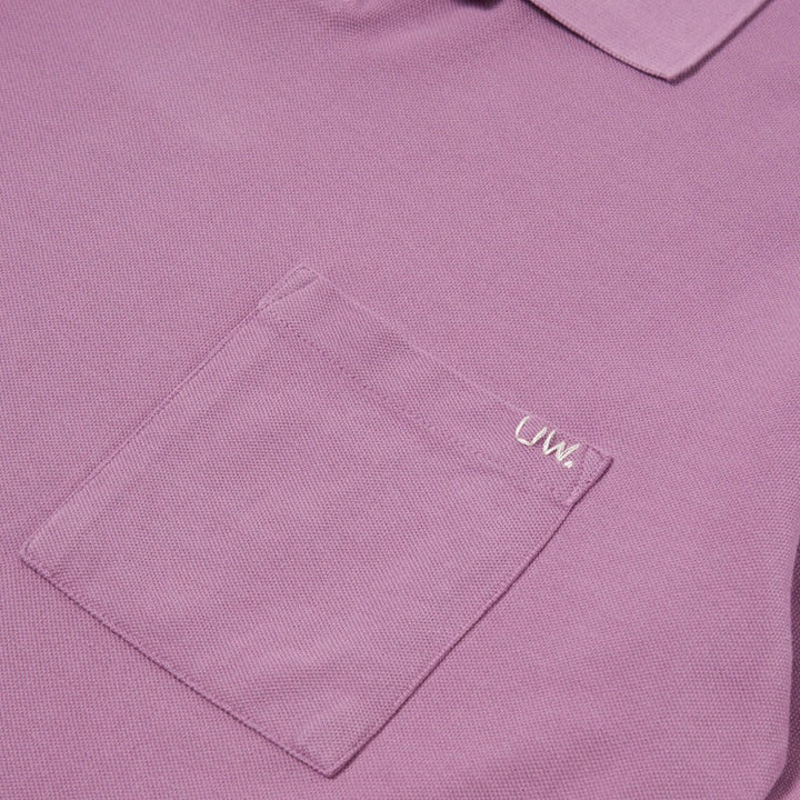 universal works Vacation Pique Polo In Lilac Close Up Image