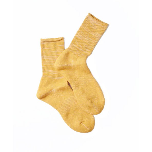 Washi Pile Crew Socks Yellow - Merchant Menswear