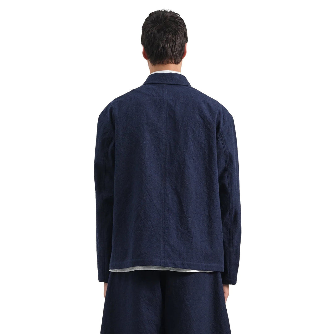 YMC Construction Jacket In Japanese Cotton/Linen Suiting Fabric - Merchant Menswear