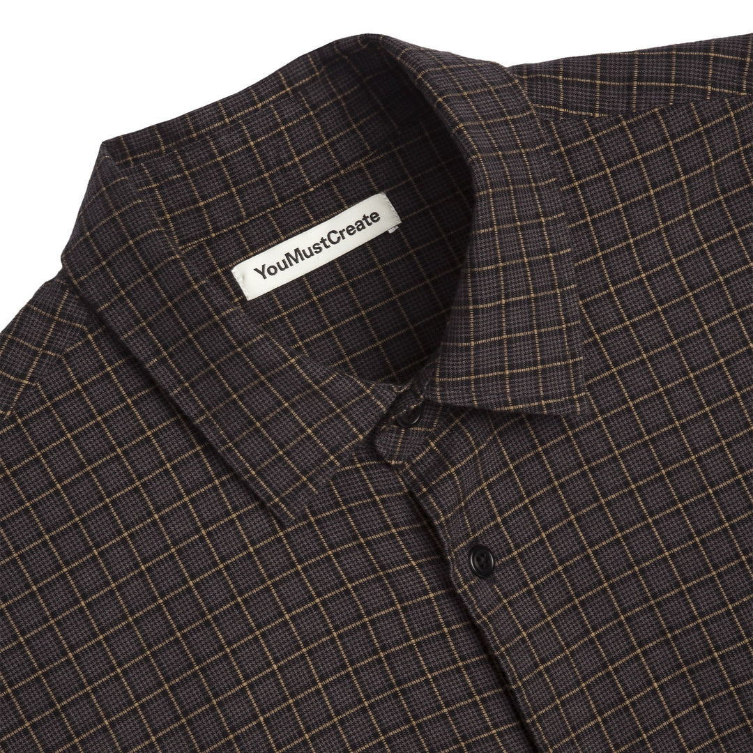 YMC Curtis Check Cotton Shirt Grey Multi - Merchant Menswear